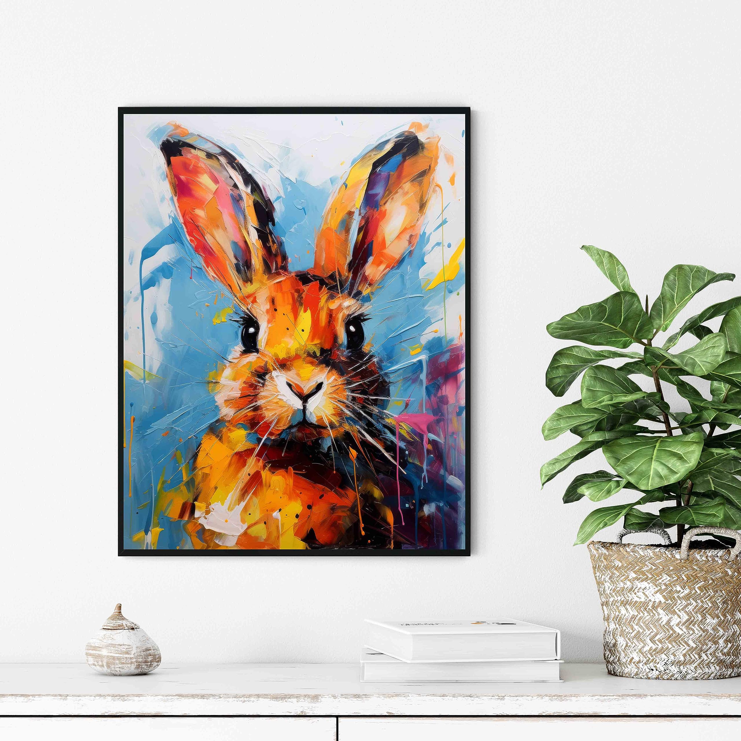 Amazon.co.jp: ウサギポスターアートプリント、動物絵画ウォールアート